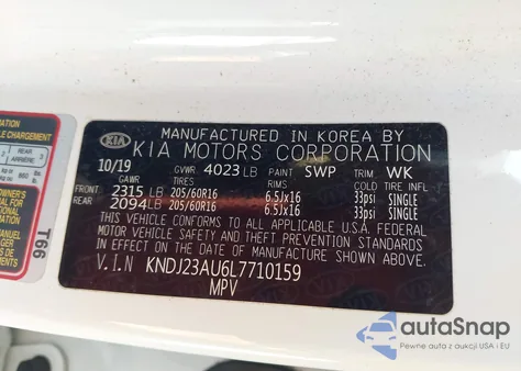 2020 Kia Soul Lx from USA, damaged, VIN KNDJ23AU6L7710159